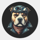 Pitbull Biker Ronde Sticker (Voorkant)