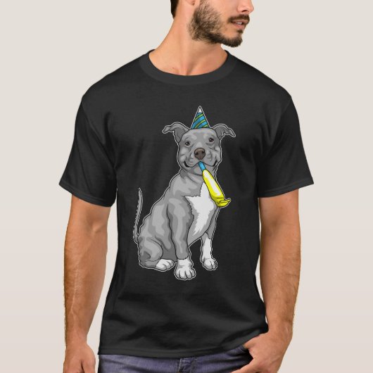 Pitbull Birthday Horn T-shirt (Voorkant)