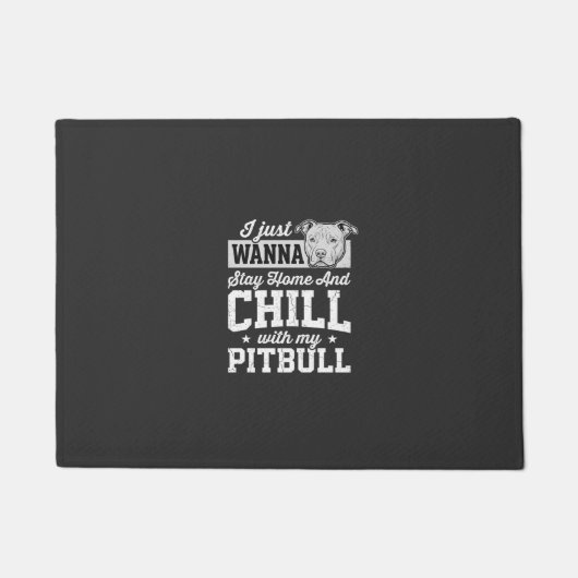 Pitbull Blijf Thuis En Ontspan Design Deurmat (Voorkant)