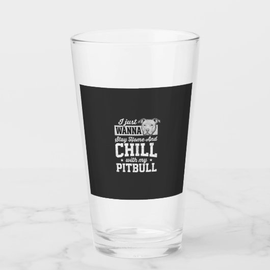Pitbull Blijf Thuis En Ontspan Design Glas (Voorkant)
