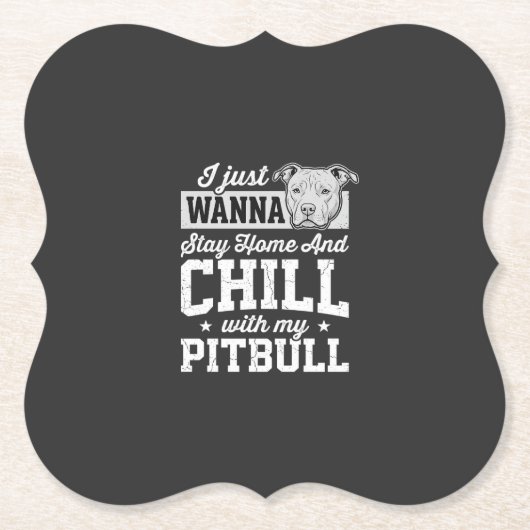 Pitbull Blijf Thuis En Ontspan Design Kartonnen Onderzetters (Voorkant)