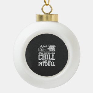 Pitbull Blijf Thuis En Ontspan Design Keramische Bal Ornament