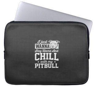 Pitbull Blijf Thuis En Ontspan Design Laptop Sleeve