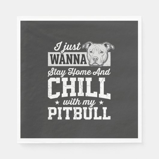 Pitbull Blijf Thuis En Ontspan Design Servet (Voorkant)