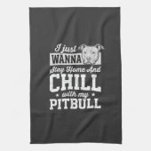 Pitbull Blijf Thuis En Ontspan Design Theedoek (Verticaal)