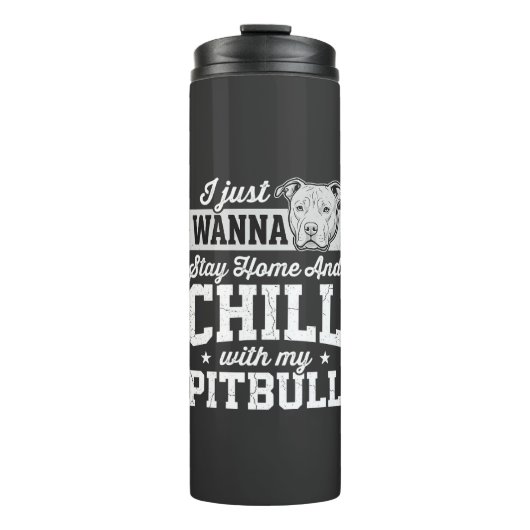 Pitbull Blijf Thuis En Ontspan Design Thermosbeker (Voorkant)