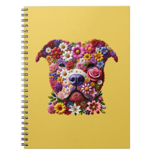 Pitbull Bloem Gezicht Hond Liefhebber Dagboek Notitieboek