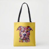 Pitbull Bloem Gezicht Hond Liefhebber Tote Bag (Voorkant)