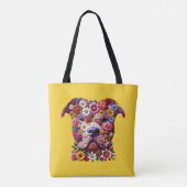 Pitbull Bloem Gezicht Hond Liefhebber Tote Bag (Achterkant)