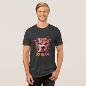 Pitbull Bloem Gezicht Hond Liefhebber Tri-Blend Shirt (Voorkant volledig)