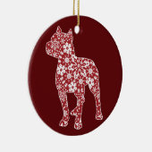 Pitbull, Boho-kerstsnowflakes Keramisch Ornament (Rechts)