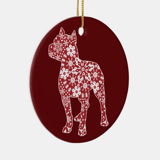 Pitbull, Boho-kerstsnowflakes Keramisch Ornament (Rechts)