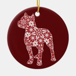 Pitbull, Boho-kerstsnowflakes Keramisch Ornament