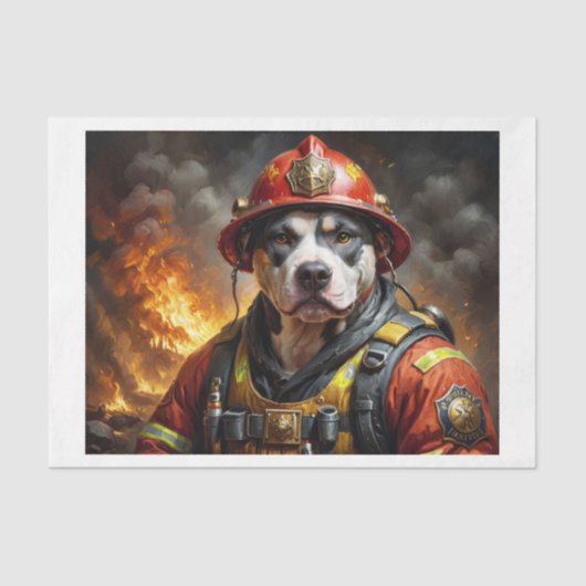 Pitbull brandweerman - tissuepapier (Voorkant)