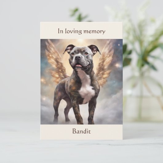 Pitbull Brindle Memorial Gedicht Aangepaste Naam S Bedankkaart (Staand voorkant)