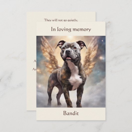 Pitbull Brindle Memorial Gedicht Aangepaste Naam S Bedankkaart (Voorkant / Achterkant)