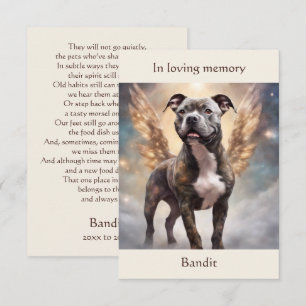 Pitbull Brindle Memorial Gedicht Aangepaste Naam S Bedankkaart
