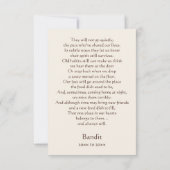 Pitbull Brown Memorial Gedicht Custom Naam Sympath Bedankkaart (Achterkant)