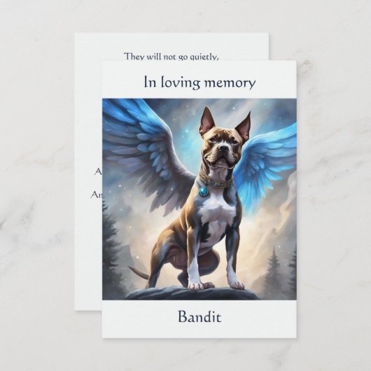 Pitbull Brown Memorial Gedicht Custom Naam Sympath Bedankkaart (Voorkant / Achterkant)