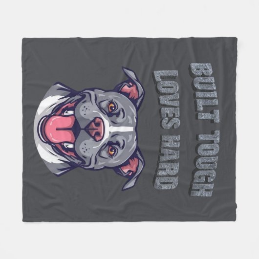 Pitbull Built Tough Loves Hard | Bully Dog Lover Fleece Deken (Voorkant (Horizontaal))