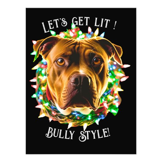 Pitbull Bully Funny Christmas Personaliseer op maa Foto Afdruk (Voorkant)