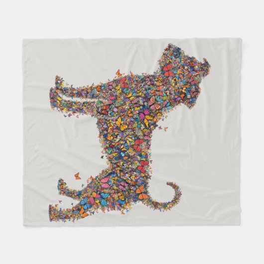 Pitbull Butterfly Silhouette Bully Dog Lover Bone Fleece Deken (Voorkant (Horizontaal))