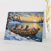 Pitbull Christmas Boat Holiday Kaart (Gele Bloem)