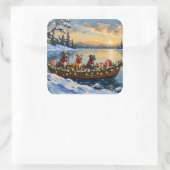 Pitbull Christmas Boat Holiday Vierkante Sticker (Tas)