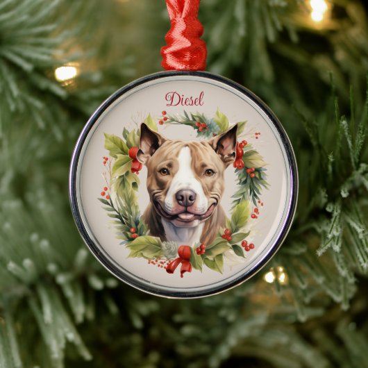 Pitbull Christmas Pet Memorial Hondenras Metalen Ornament (Boom)