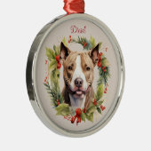 Pitbull Christmas Pet Memorial Hondenras Metalen Ornament (Rechts)