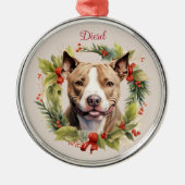 Pitbull Christmas Pet Memorial Hondenras Metalen Ornament (Voorkant)