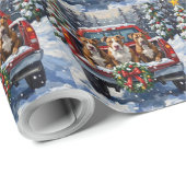 Pitbull Christmas Red Truck Holiday Cadeaupapier (Rol Hoek)