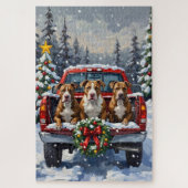 Pitbull Christmas Red Truck Holiday Legpuzzel (Verticaal)