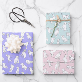 Pitbull Confetti - aqua mint, roze, paarse pastels Inpakpapier Vel