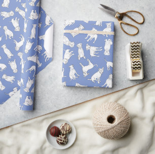 Pitbull Confetti blue roll Cadeaupapier