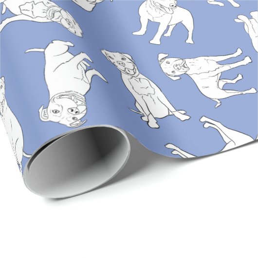 Pitbull Confetti blue roll Cadeaupapier (Rol Hoek)