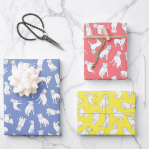 Pitbull Confetti - rood, blauw, geel Inpakpapier Vel