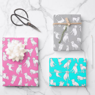 Pitbull Confetti - roze, turkooizen, grijs Inpakpapier Vel