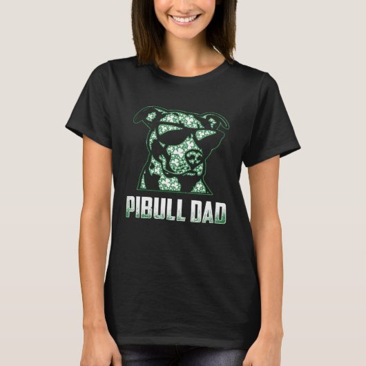 Pitbull Dad Shamrocks Glasses St Patricks Day T-shirt (Voorkant)