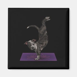 Pitbull doet yogameditatie zen namaste honden yoga magneet