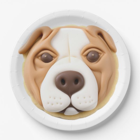 Pitbull Dog 3D geïnspireerd Papieren Bordje (Voorkant)