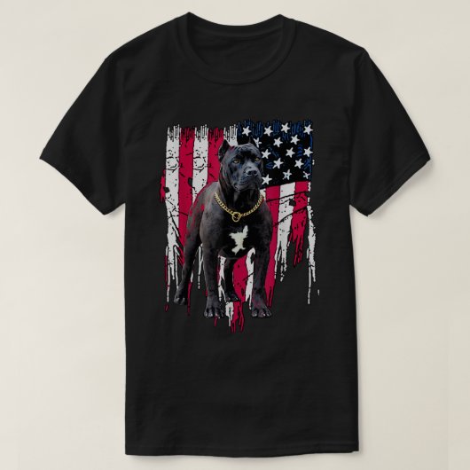 Pitbull Dog American Flag Geweldige Cool T-Shirt (Design voorkant)