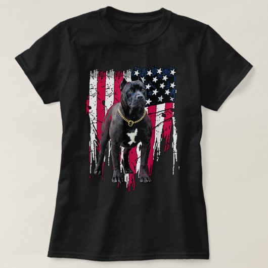 Pitbull Dog American Flag Geweldige Cool T-Shirt (Design voorkant)