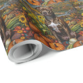 Pitbull Dog Autumn Harvest Thanksgiving Cadeaupapier (Rol Hoek)