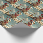 Pitbull Dog Christmas  Beach Cadeaupapier (Hoek)