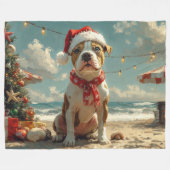 Pitbull Dog Christmas  Beach Fleece Deken (Voorkant (Horizontaal))