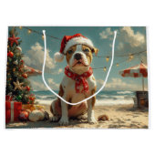 Pitbull Dog Christmas  Beach Groot Cadeauzakje (Voorkant)