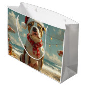 Pitbull Dog Christmas  Beach Groot Cadeauzakje (Achterkant Gekanteld)