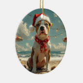 Pitbull Dog Christmas  Beach Keramisch Ornament (Rechts)
