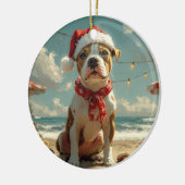 Pitbull Dog Christmas  Beach Keramisch Ornament (Links)